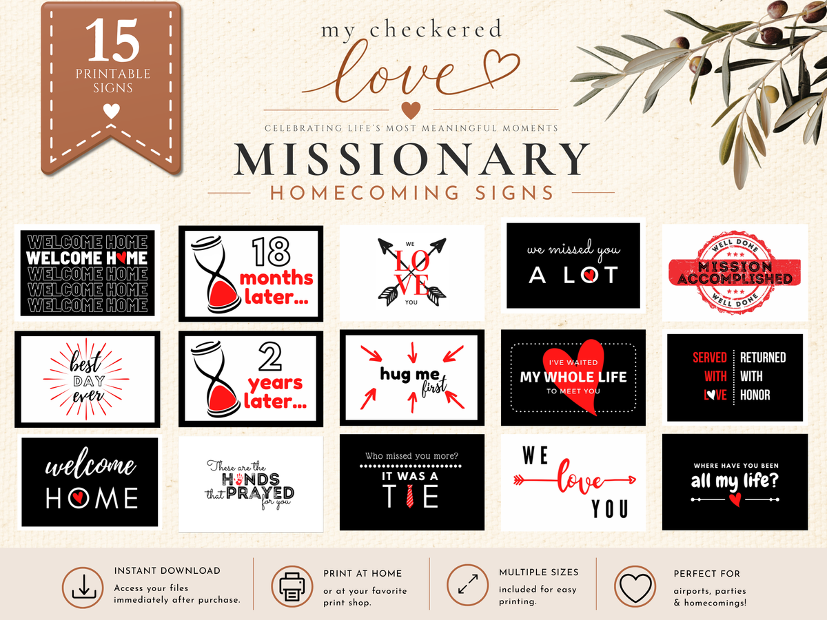 15 Printable Missionary Homecoming Signs – Red, Black & White