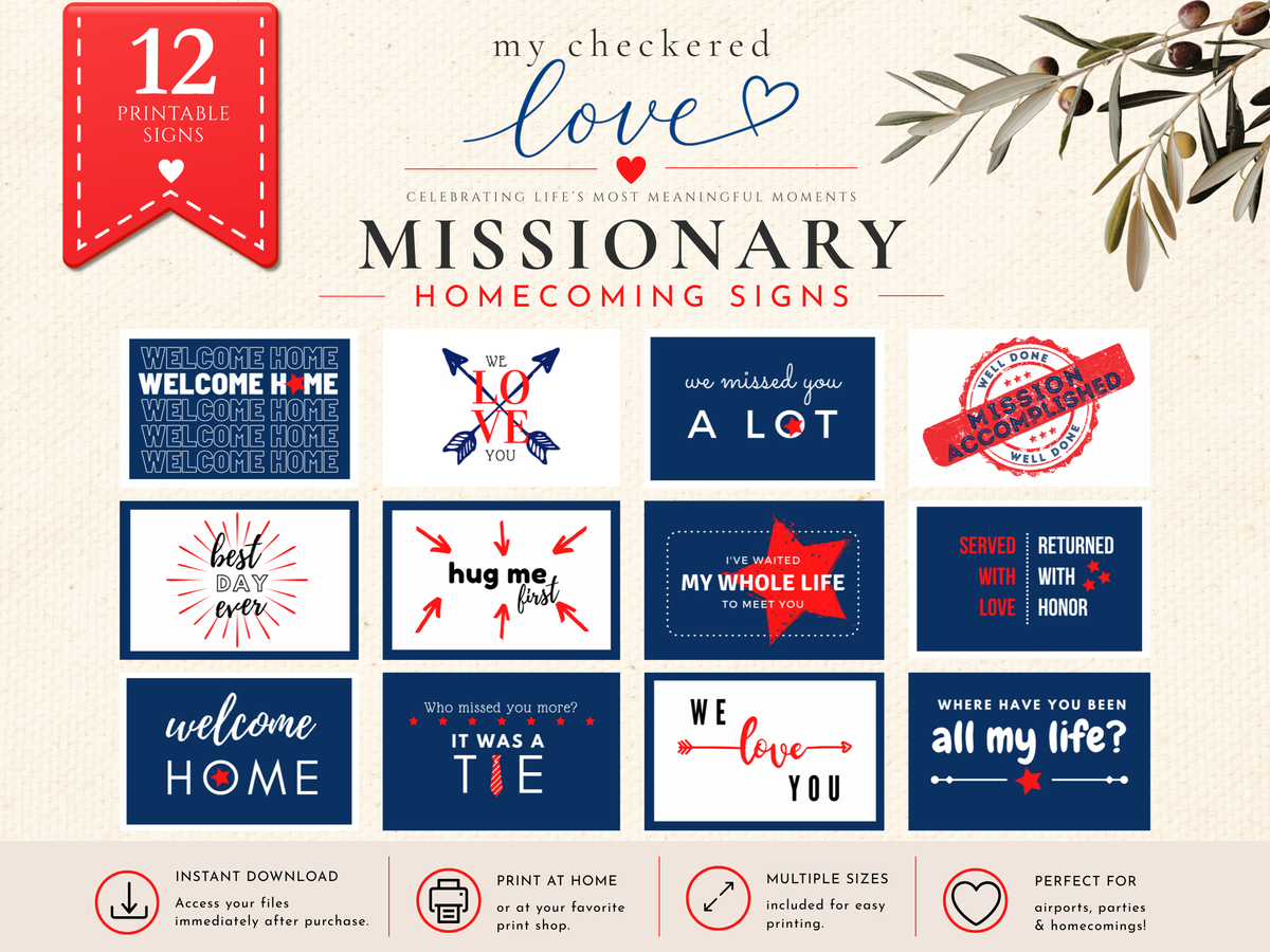 12 Printable Missionary Homecoming Signs – Red, White & Blue